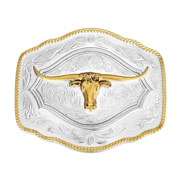ATTITUDE BY MONTANA SILVERSMITHS ON THE RANGE LONGHORN - ACC BUCKLE  - A1079P