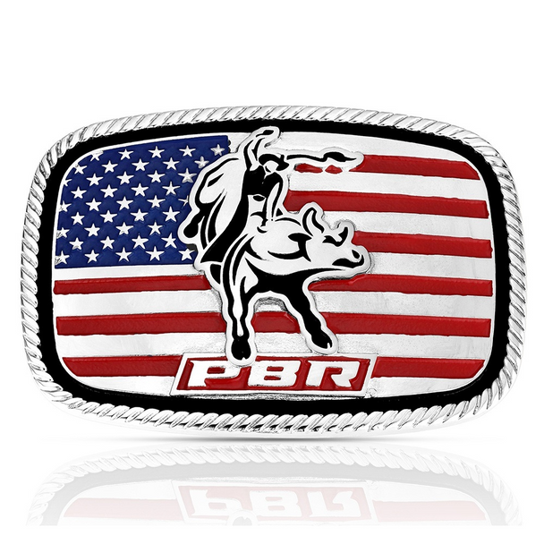 ATTITUDE BY MONTANA SILVERSMITHS AMERICA LOVES BULL RIDING PBR - ACC BUCKLE  - A1090PBR