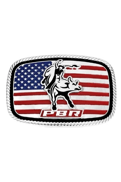 ATTITUDE BY MONTANA SILVERSMITHS AMERICA LOVES BULL RIDING PBR - ACC BUCKLE  - A1090PBR