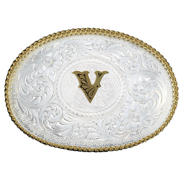MONTANA SILVERSMITHS INITIAL V SILVER TWO TONED - ACC BUCKLE  - 700V