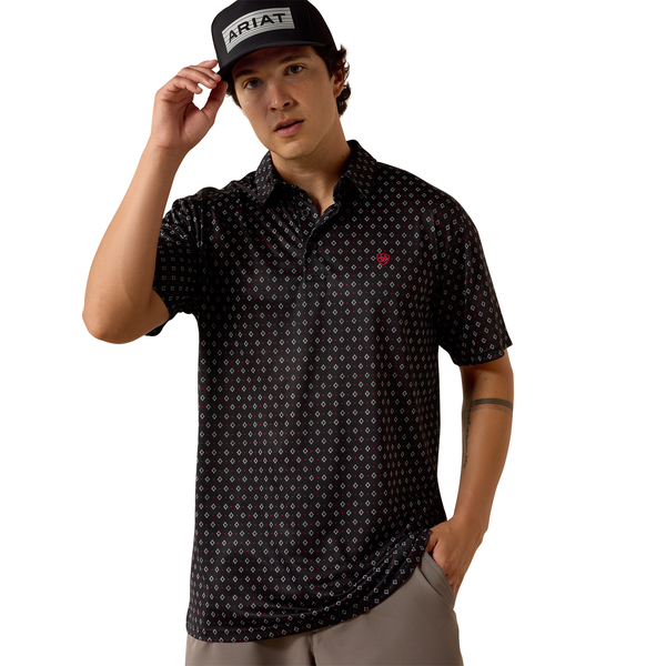 ARIAT BLACK DIAMOND PRINT - MENS POLO  - 10076069