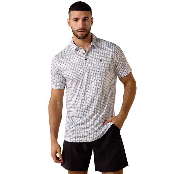 ARIAT WHITE SOUTHWEST TRIANGLE - MENS POLO  - 10073433