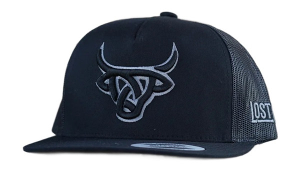 LOST CALF GREY HORNS BLACK 3D LOGO FLAT - HATS CAP  - GREY HORNS FLAT