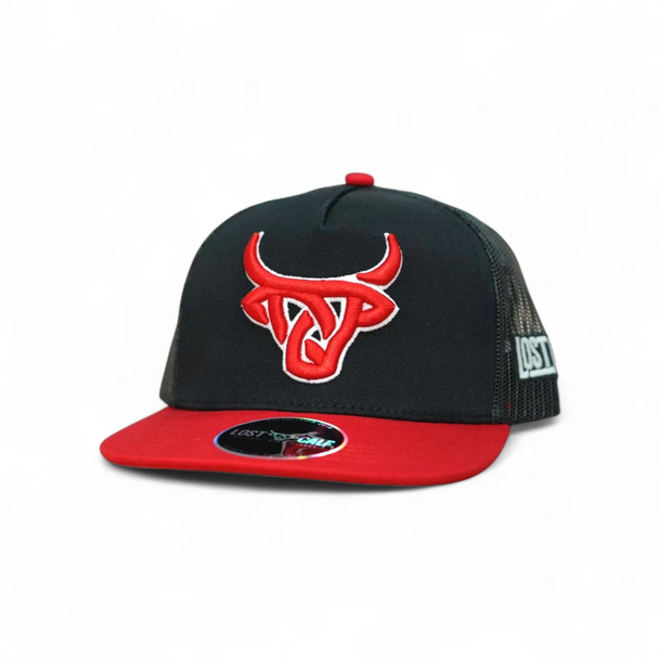 LOST CALF 3D LOGO BLACK AND RED - HATS CAP  - FLARE FLAT YOUTH