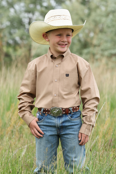 CINCH BOYS KHAKI SOLID PRINT - KIDS BOYS SHIRT - MTW7060418