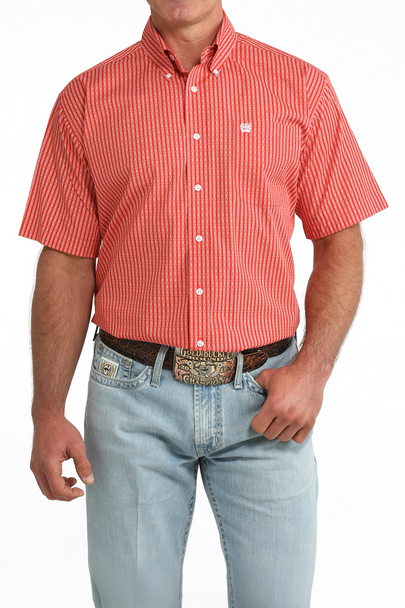 CINCH RED STRIPPED PRINT - MENS SHIRT  - MTW1111520