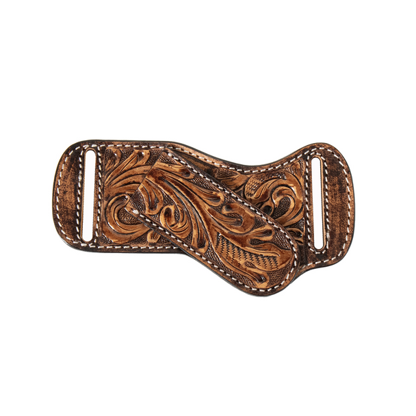 3-D BELT PANCAKE HAND TOOLED BROWN - ACC KNIVE SHEATH  - D8402302