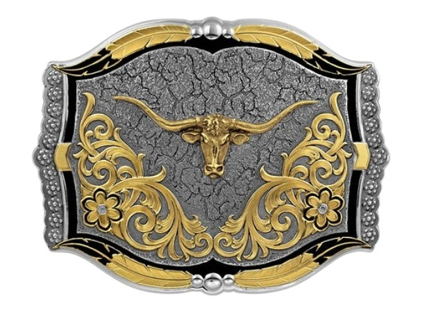 MONTANA SILVERSMITHS CRACKED EARTH LONGHORN - ACC BUCKLE  - 43810-771
