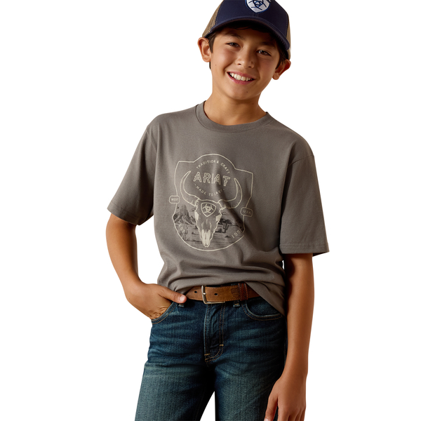 ARIAT DESERT BADGE SMOKED PEARL - KIDS BOYS TEE - 10073455