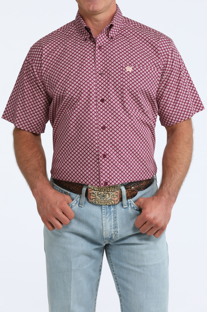 CINCH PURPLE GEOMETRIC PRINT - MENS SHIRT  - MTW1111527
