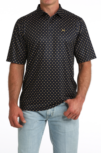 CINCH NAVY YELLOW PRINT - MENS POLO  - MTK1865045