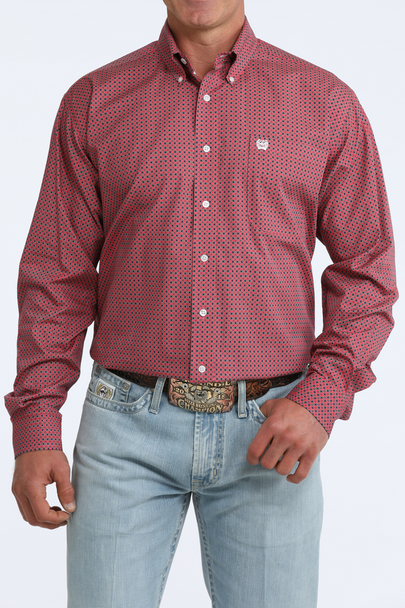 CINCH PINK GEOMETRIC PRINT - MENS SHIRT  - MTW1106098