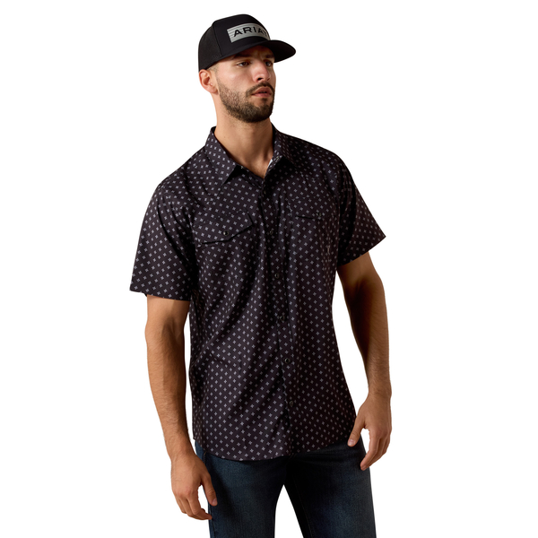 ARIAT VENTEK BLACK PRINT FITTED - MENS SHIRT  - 10073422