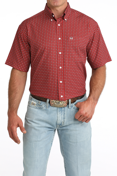 CINCH RED GEOMETRIC ARENAFLEX PRINT - MENS SHIRT  - MTW1704172