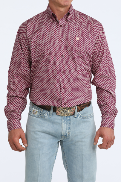 CINCH PURPLE GEOMETRIC PRINT - MENS SHIRT  - MTW1106110