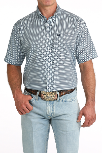 CINCH LIGHT BLUE GEOMETRIC ARENAFLEX - MENS SHIRT  - MTW1704171