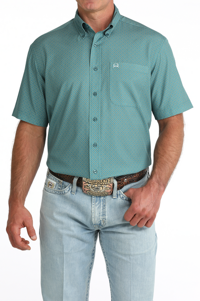 CINCH TEAL ARENAFLEX GEO PRINT - MENS SHIRT  - MTW1725005