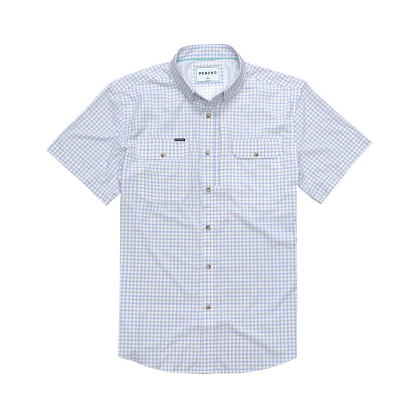 PONCHO  THE CHANNEL CAT BLUE PLAID - MENS SHIRT  - THE CHANNEL CAT