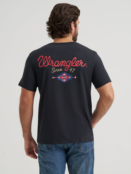 WRANGLER JET BLACK AZTEC PRINT - MENS TEE  - 112380266