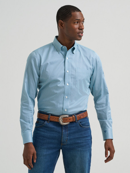WRANGLER CODY JOHNSON MINT BLUE PRINT - MENS SHIRT  - 112381550