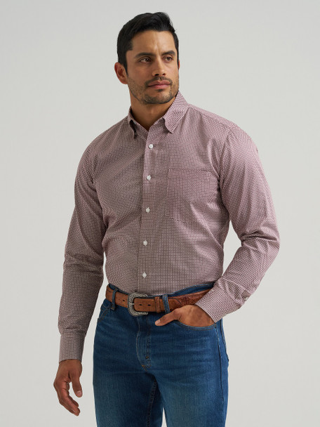 WRANGLER CODY JOHNSON BROWN GEO PRINT - MENS SHIRT  - 112381554