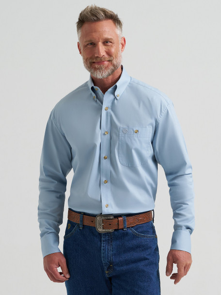 WRANGLER GEORGE STRAIT SOLID BLUE - MENS SHIRT  - 112381957