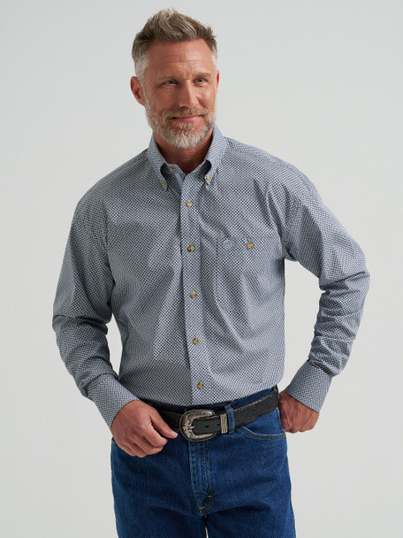WRANGLER GEORGE STRAIT PRINT BLUE - MENS SHIRT  - 112381959