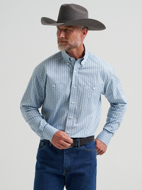 WRANGLER GEORGE STRAIT PRINT BLUE - MENS SHIRT  - 112381962