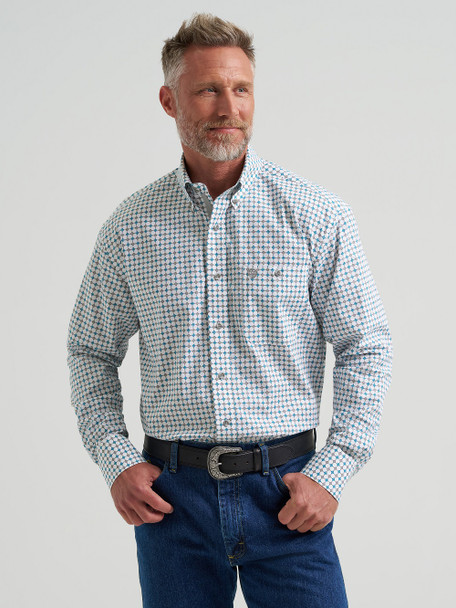 WRANGLER GEORGE STRAIT TEAL PRINT - MENS SHIRT  - 112381967
