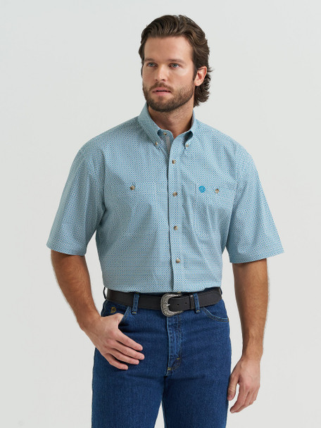 WRANGLER GEORGE STRAIT TEAL PRINT - MENS SHIRT  - 112381968