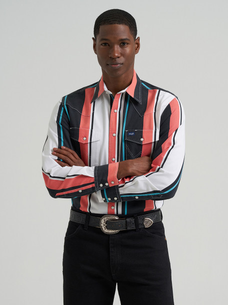 WRANGLER BURNING CORAL BRUSHPOPPER - MENS SHIRT  - 112381997