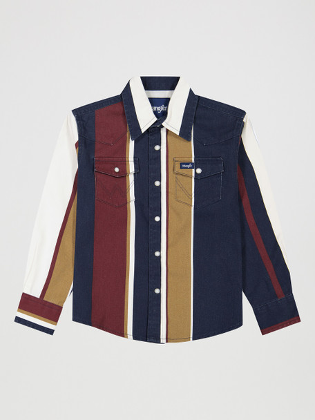 WRANGLER VINATGE BRUSHPOPPER NAVY - KIDS BOYS SHIRT - 112382002