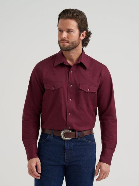 WRANGLER DRESS CLASSIC FIT BURGUNDY - MENS SHIRT  - 112382003