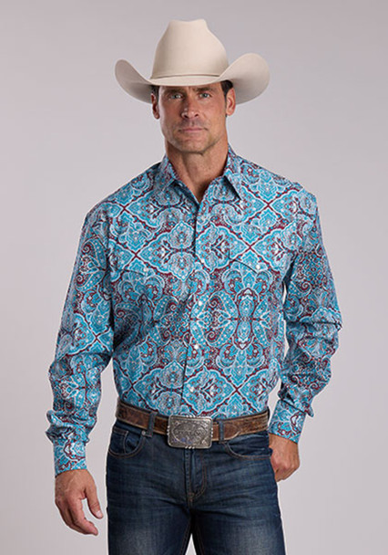 STETSON BLUE WILLOW PAISLEY PRINT - MENS SHIRT  - 11-001-0425-4032BU