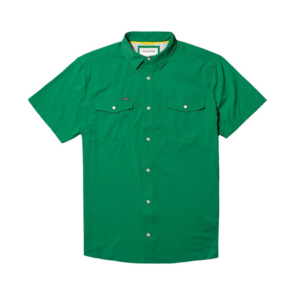 PONCHO  GREEN PERFORMANCE NYLON SNAP - MENS SHIRT WESTERN SNAPS - THE AMEN