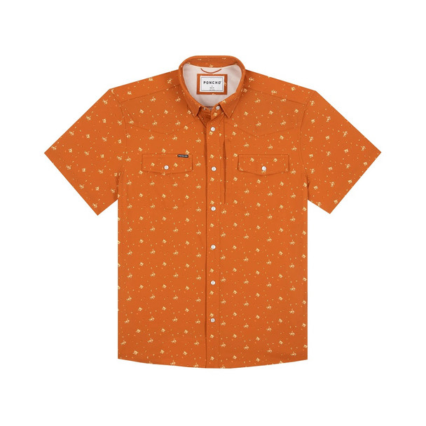 PONCHO  BURNT ORANGE PERFORMANCE NYLON - MENS SHIRT WESTERN SNAPS - THE FOURTH AND FIVE