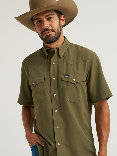 WRANGLER ATG X WESTERN SNAP OLIVE NIGHT - MENS SHIRT  - 112382383