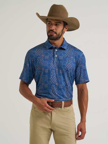 WRANGLER ATG X NAVY PATCHWORK BANDANA - MENS POLO  - 112382489