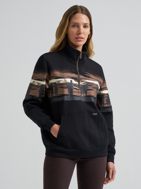 WRANGLER WILD WEST PULLOVER BLACK - LADIES SWEATSHIRT  - 112382737