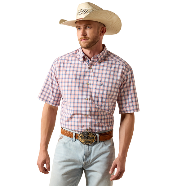 ARIAT PRO NATHAN KEY PINK PLAID - MENS SHIRT  - 10073599