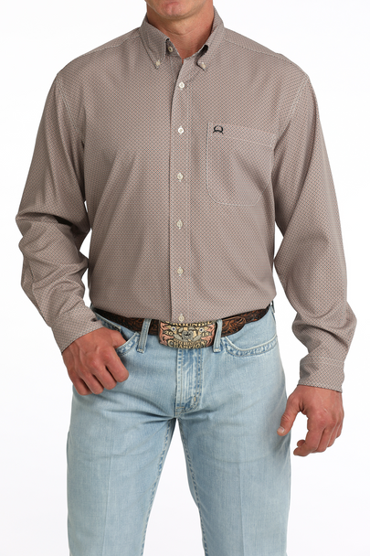 CINCH ARENAFLEX  BROWN PRINT - MENS SHIRT  - MTW1724005