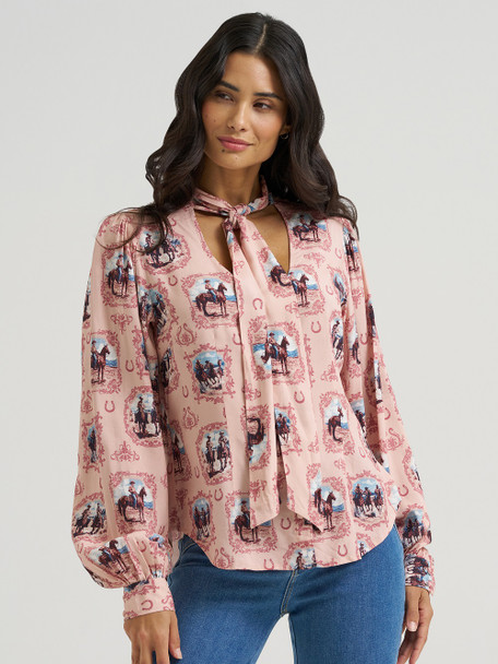 WRANGLER CAMEO AMERICANA TIE PINK - LADIES SHIRT  - 112382520