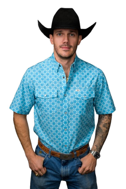 FERREL THE PRESCOTT TURQUOISE PRINT - MENS SHIRT  - FPS1026102