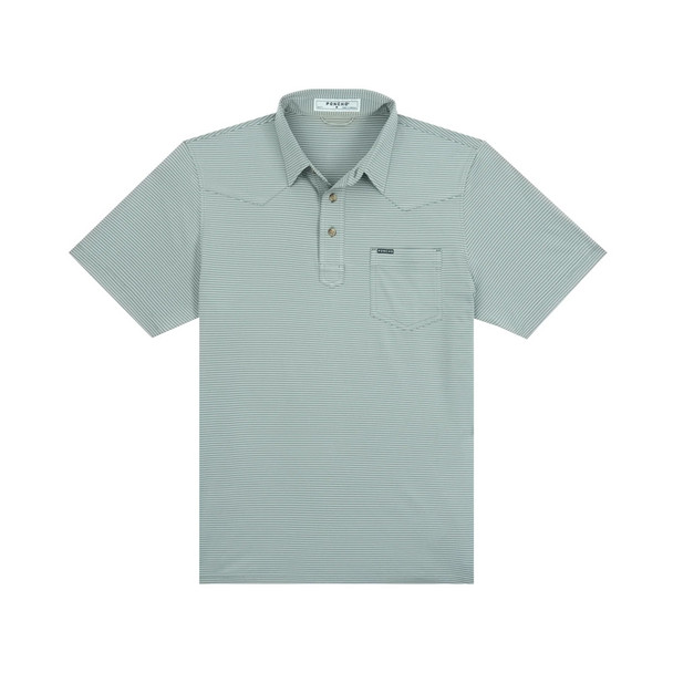 PONCHO  MOSS GREEN AND WHITE STRIPE - MENS POLO  - THE FARM TO MARKET