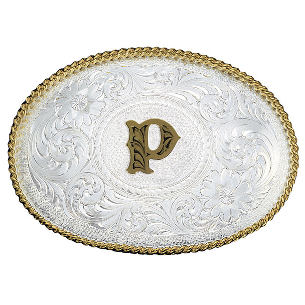 MONTANA SILVERSMITHS INITIAL P SILVER  TWO TONED - ACC BUCKLE  - 700P