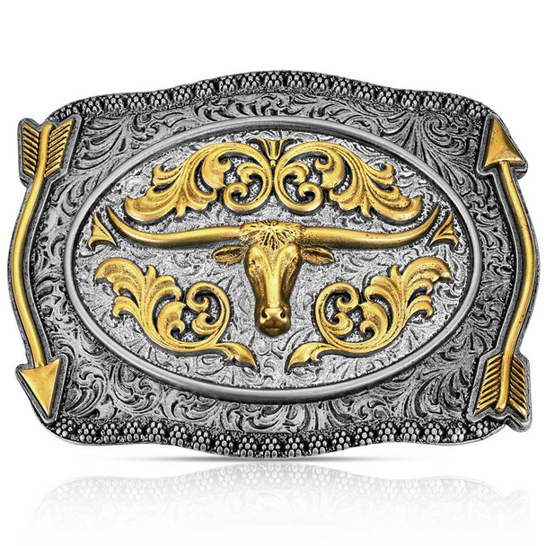 MONTANA SILVERSMITHS POINTING WEST LONGHORN - ACC BUCKLE  - A1099P