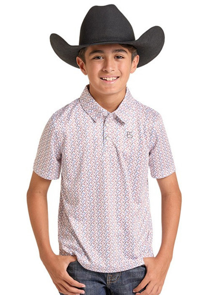 PANHANDLE SLIM BROWN PRINT POLO - KIDS BOYS POLO - TB51T09513