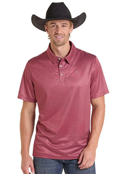 ROCK & ROLL WINE GEOMETRIC PRINT POLO - MENS POLO  - TM51T09521