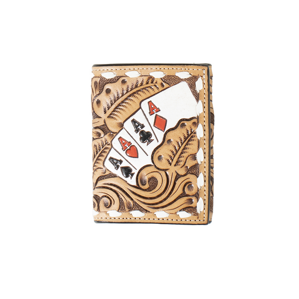 3-D BELT TRIFOLD HAND PAINTED ACE CARDS - ACCESSORIES WALLET  - D250010648