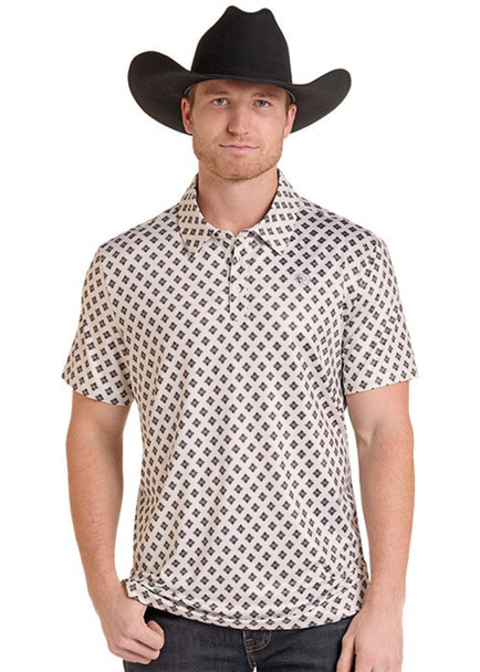 ROCK & ROLL NATURAL AZTEC PRINT - MENS POLO  - BM51T09608